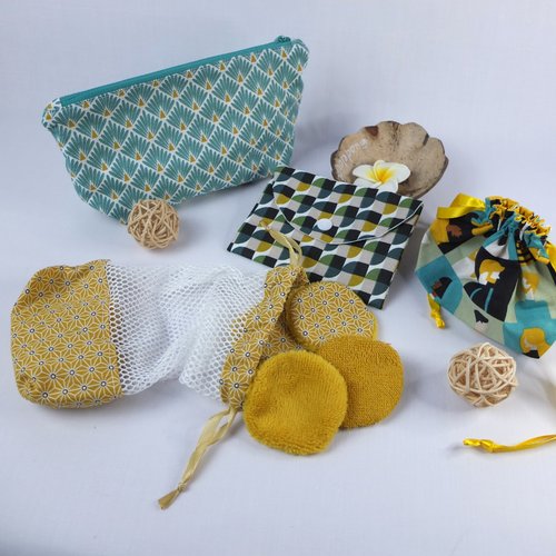 Ensemble de beauté  lingettes démaquillantes en éponge de bambou/coton