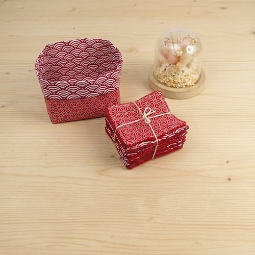 10 lingettes en coton et éponge de bambou + son panier de rangement