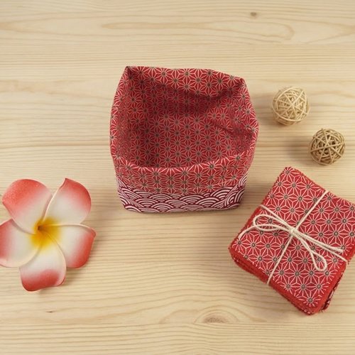 10 lingettes en coton et éponge de bambou + son panier de rangement