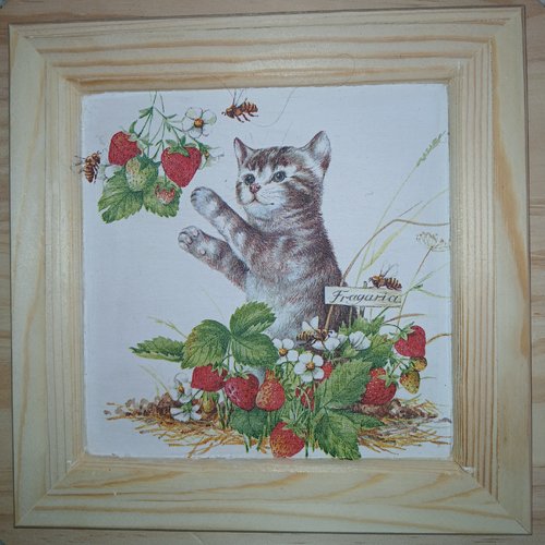 Cadre chat aux fraises