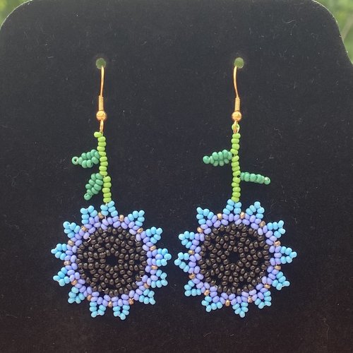 Boucles d'oreilles fleurs bleues