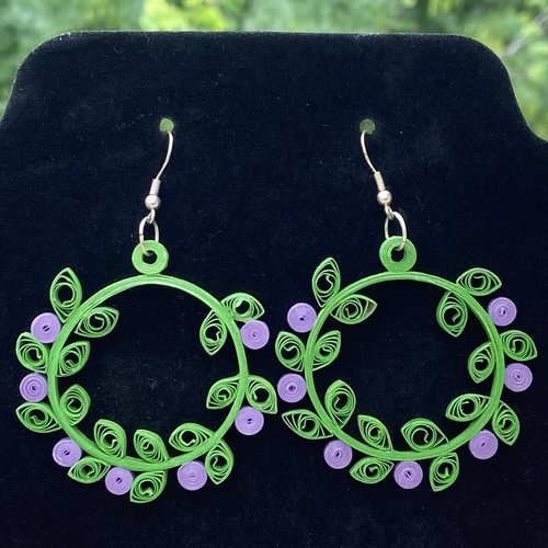 Boucles d'oreilles quilling "myrtilles"