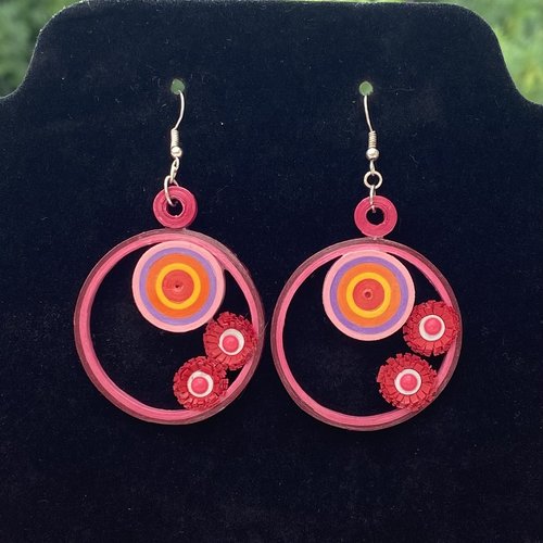 Boucles d'oreilles quilling fleurs