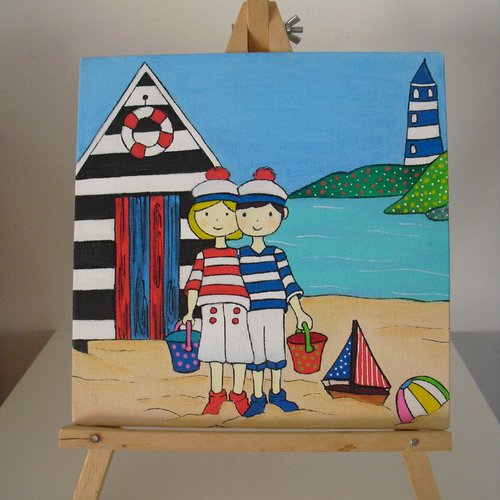 Petit cadre carré "vacances à la plage"