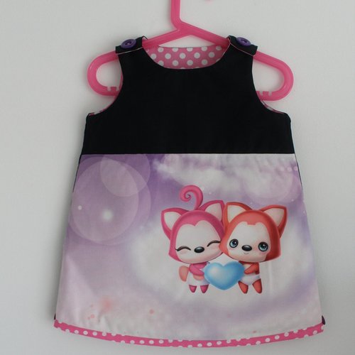 Jolie petite robe hiver t 18 mois "petits renards"