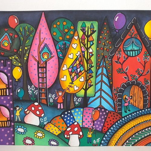 Dessin à encadrer art naïf enfant