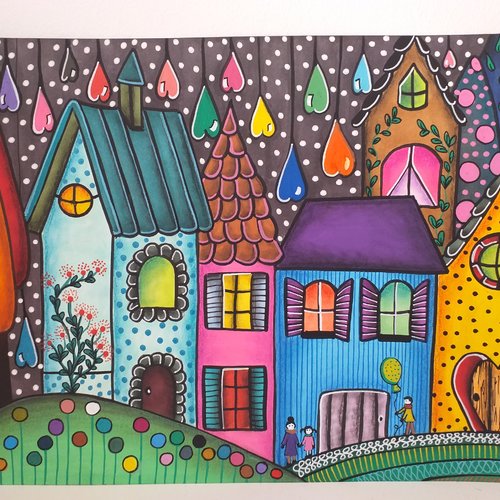 Dessin à encadrer art naïf enfant