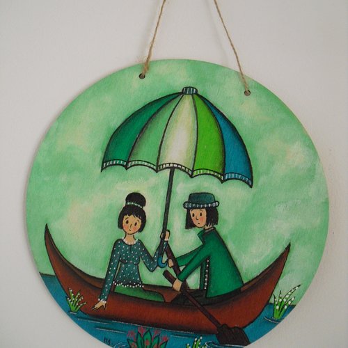 Petit cadre rond "amoureux"