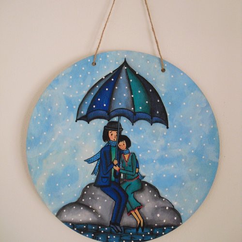 Petit cadre rond "amoureux 3"