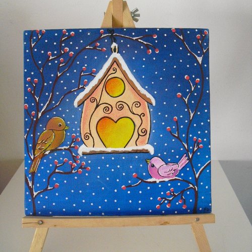 Petit cadre carré "oiseaux"