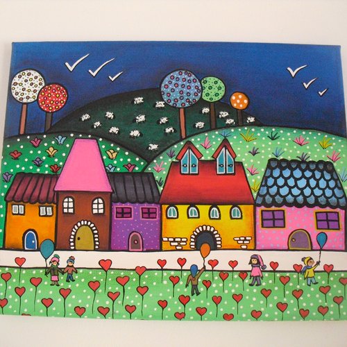 Tableau rectangle "ville coeurs"