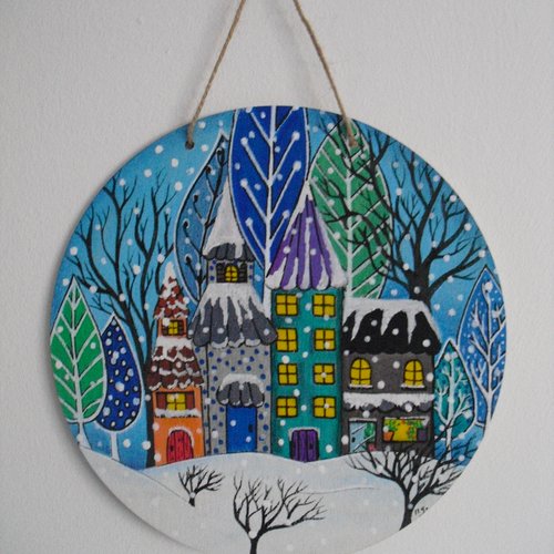 Tableau paysage sous la neige