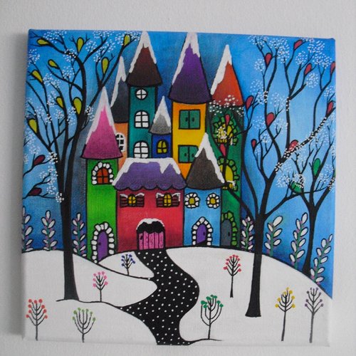 Tableau paysage sous la neige