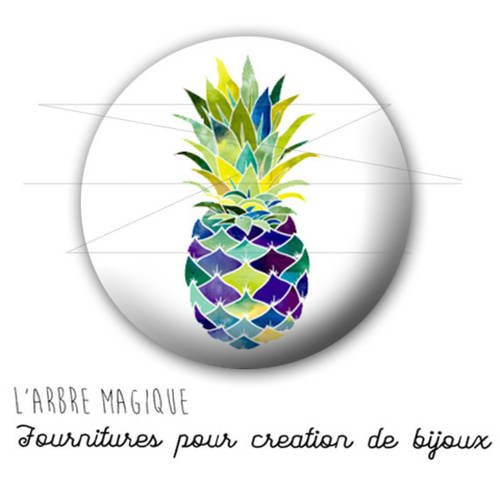 Cabochon fantaisie 25 mm ananas fruit exotique ref 1740 