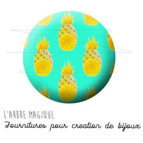 Cabochon fantaisie 25 mm ananas fruit exotique ref 1743 