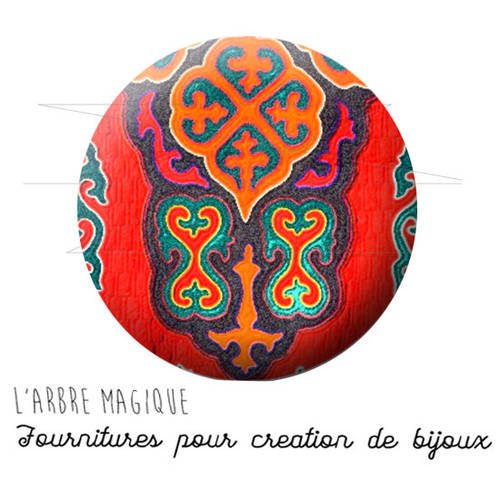 Cabochon fantaisie 25 mminspiration indienne, inde, indou, rouge turquoise ref 1695 