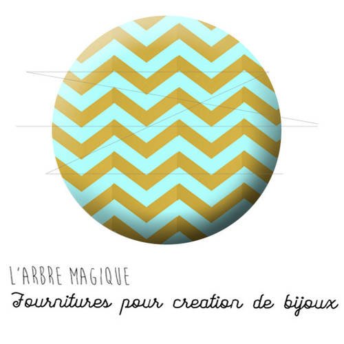 Cabochon fantaisie 25 mm gold bleu pastel doré or ref 1847 