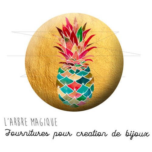 Resine epoxy 25 mm cabochon à coller ananas fruit exotique ref 1738 