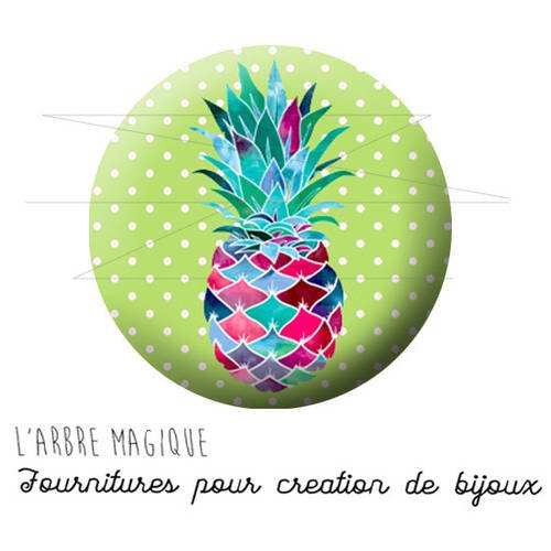 Resine epoxy 25 mm cabochon à coller ananas fruit exotique ref 1739 