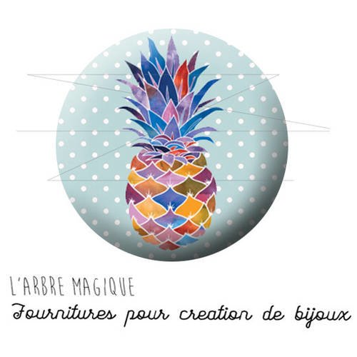 Resine epoxy 25 mm cabochon à coller ananas fruit exotique ref 1737 