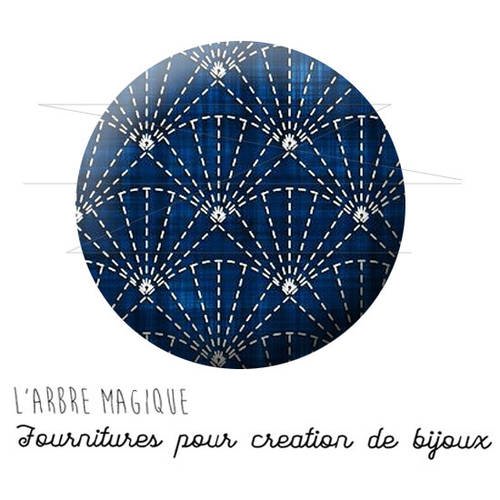 2 cabochons à coller japon motif bleu nuit ref 1604  - 16 mm - 