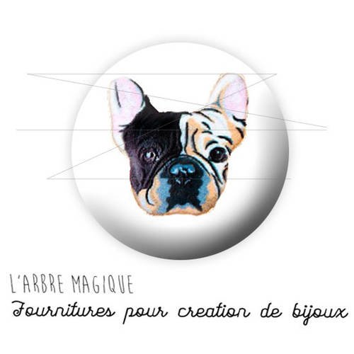 2 cabochons à coller chien carlin ref 1585  - 16 mm - 