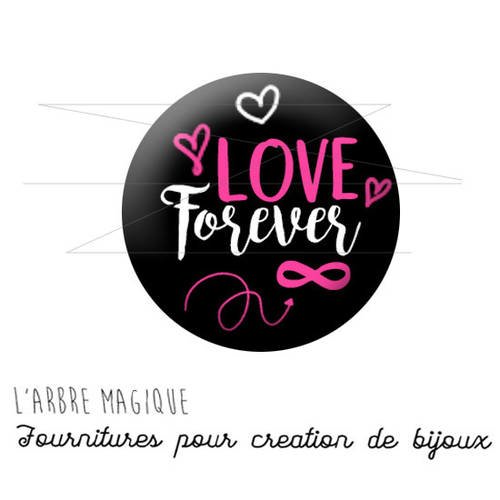 2 cabochons à coller st valentin forever love ref 1562  - 16 mm - 