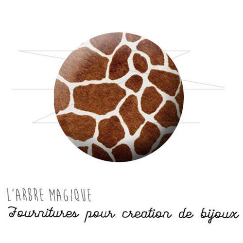 Cabochon fantaisie 25 mm girafe peau de bête animal sauvage ref 1573 