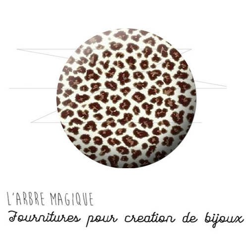 Cabochon fantaisie 25 mm léopard peau de bête animal sauvage ref 1567 