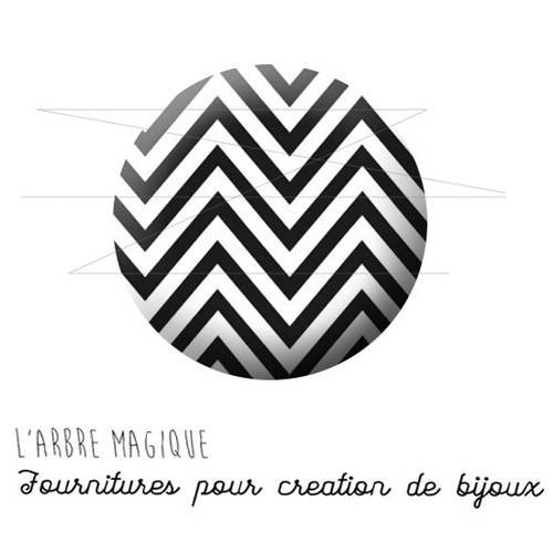 2 cabochons à coller chevrons noir et blanc 1546  - 16 mm - 