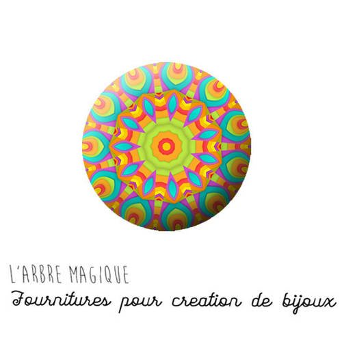 2 cabochons à coller mandala mantra en verre 14 mm - ref 1198 