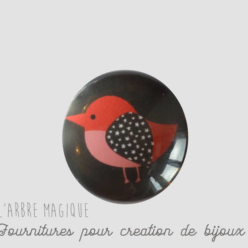 2 cabochons à coller oiseaux en verre 14 mm - a362
