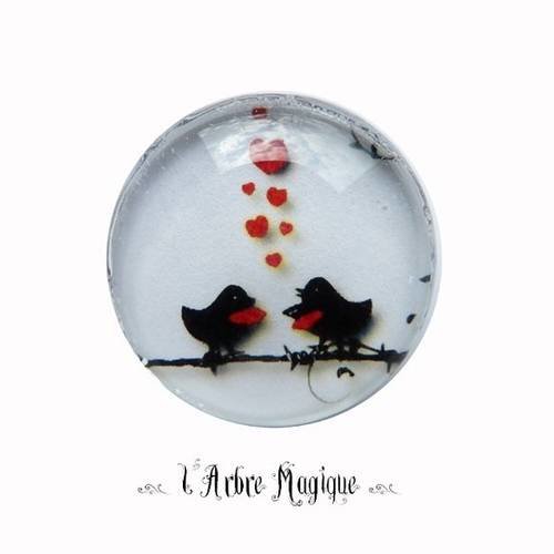 2 cabochons à coller oiseaux en verre 14 mm - a186