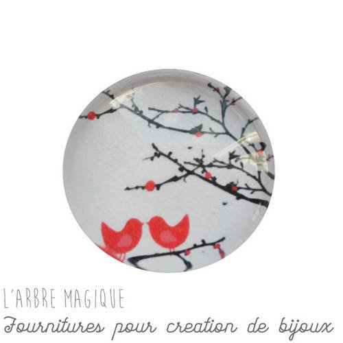 2 cabochons à coller oiseaux en verre 14 mm - a314