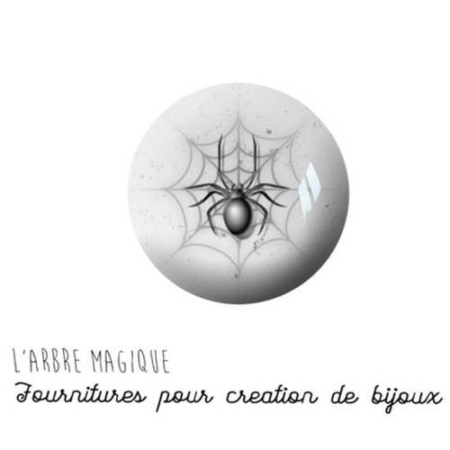2 cabochons à coller halloween araignée verre 14 mm m1121