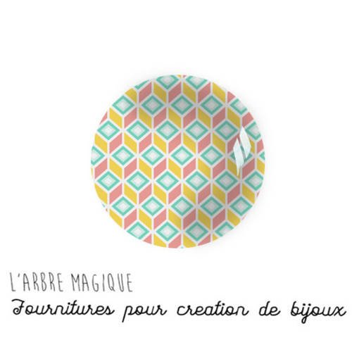 2 cabochons à coller géométrique en verre 14 mm m864