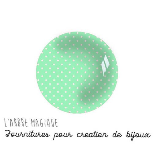 2 cabochons à coller petit pois en verre 14 mm m984