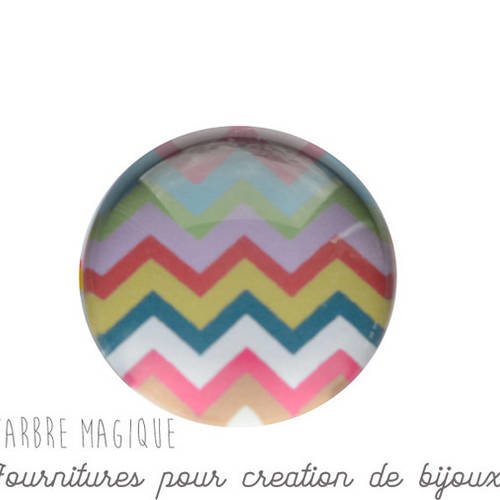 2 cabochons à coller chevron en verre 14 mm m326