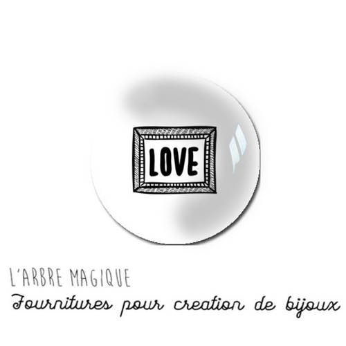 2 cabochons à coller love amour cœur message  en verre 14 mm - n709