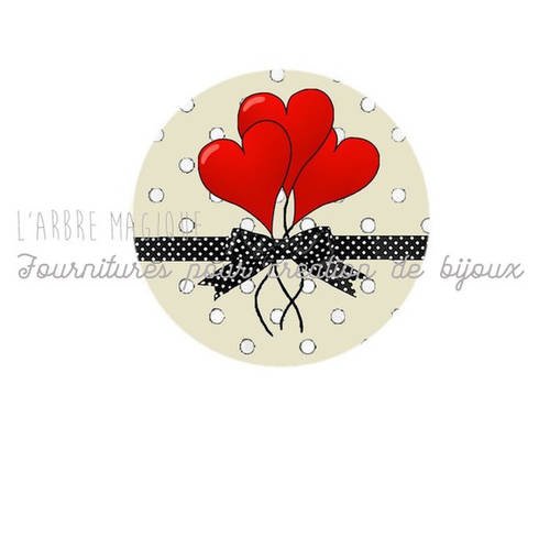 2 cabochons à coller love amour cœur message  en verre 14 mm - n580