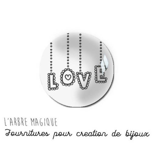 2 cabochons à coller love amour cœur message  en verre 14 mm - n904