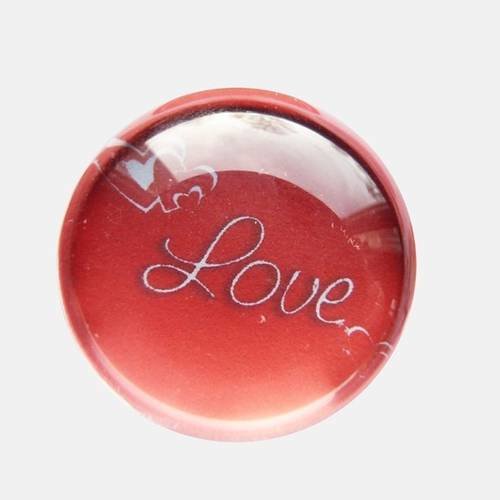 2 cabochons à coller love amour cœur message  en verre 14 mm - n151
