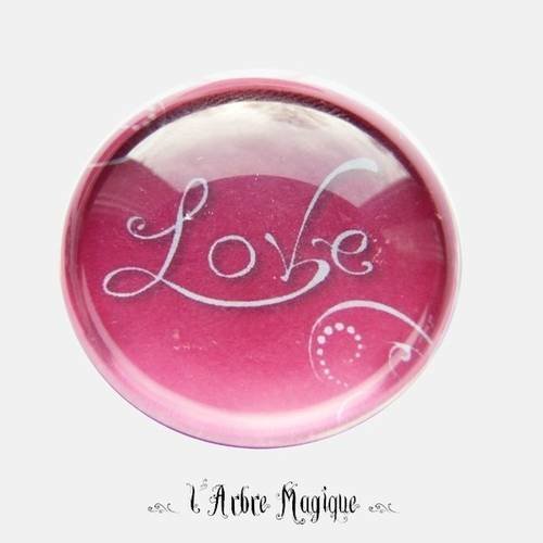 2 cabochons à coller love amour cœur message  en verre 14 mm - n154