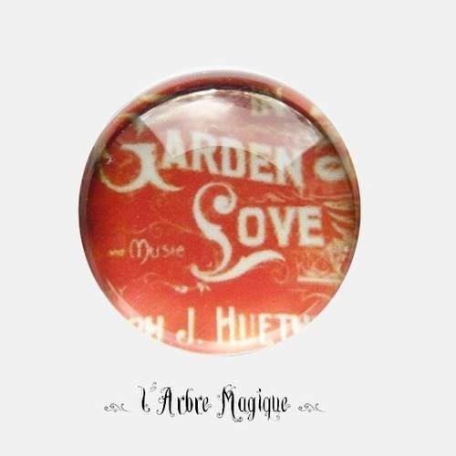 2 cabochons à coller love amour cœur message  en verre 14 mm - n164