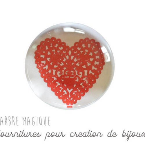 2 cabochons à coller love amour cœur message  en verre 14 mm - n335