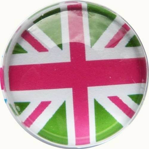 2 cabochons à coller uk union jack  en verre 14 mm - n348