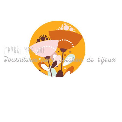 2 cabochons à coller fleurs en verre 14 mm n590