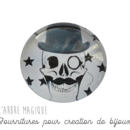 2 cabochons à coller tête de mort  skull 29  en verre 14 mm 