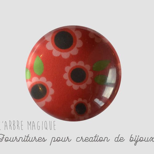 2 cabochons à coller fleurs  en verre 14 mm - n39