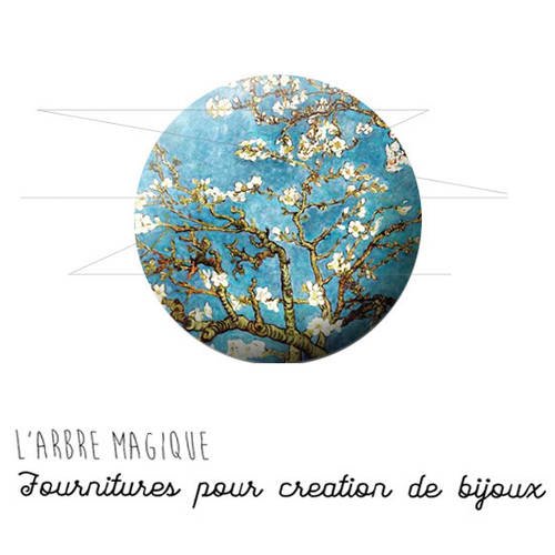2 cabochons à coller  peinture art arbre ref 926 - 18 mm 